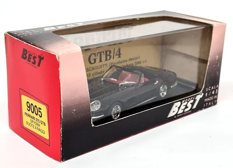Best 1/43 - Ferrari 275 GTB Spyder Black Diecast Scale Model Car - Photo 2/4
