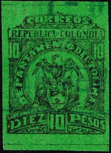 COLOMBIA - TOLIMA - 10p IMPERF USED STAMP - Sc 87f - 1903 - Cat $ 50++ RRR