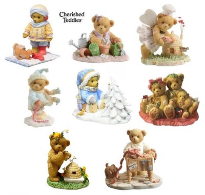 CHERISHED TEDDIES by ENESCO, HAND PAINTED, STONE RESIN, TEDDY BEAR FIGURINES
