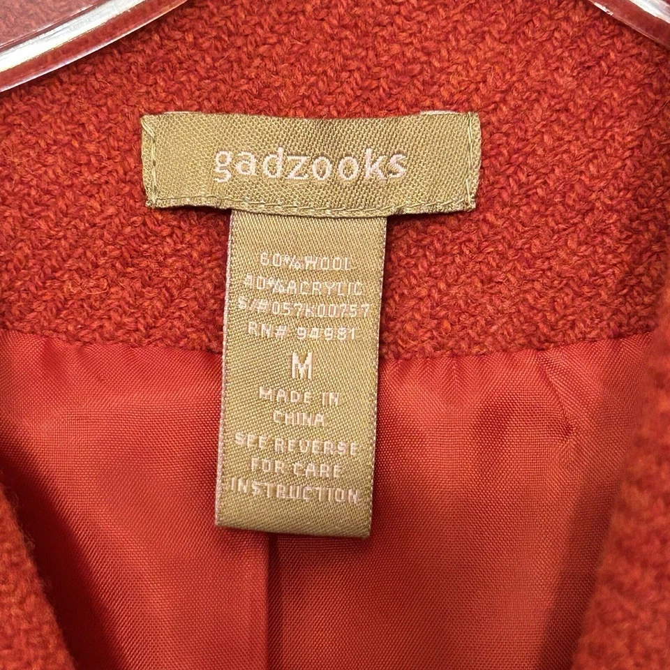 Gadzooks Wool Blend Overcoat Womens Medium Button Front Pockets Trench Midi - Image 4 of 4