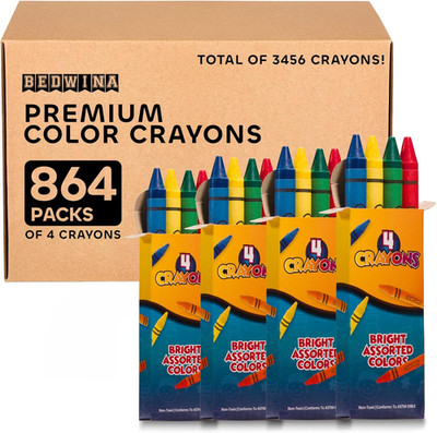 Bulk Crayons - 288 Crayons - (Case of 72 4-Packs) Premium Coloring Colors for Ki