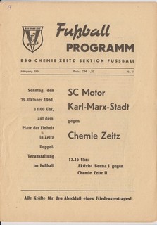 Chemie Zeitz SC Motor Karl Marx Stadt 29.10.1961 DDR Liga