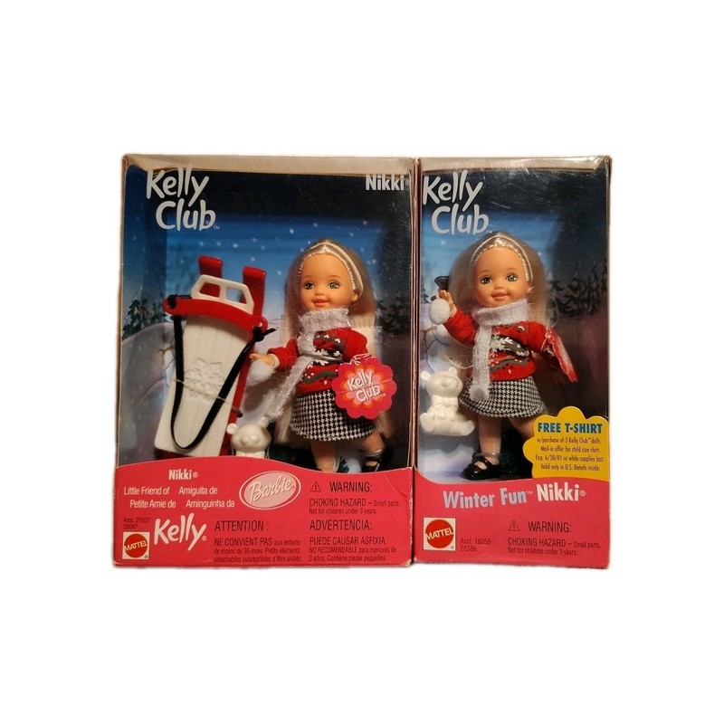 RARE 2000 KELLY CLUB SLEDDING NIKKI & WINTER FUN NIKKI Mattel Barbies NRFB