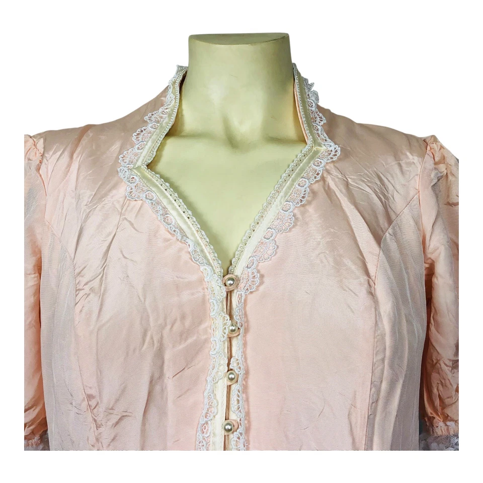 Vintage Gunne Sax by Jessica McClintock Pink Prairie Maxi Dress Lace Trim Sz 9 - Image 4 of 4