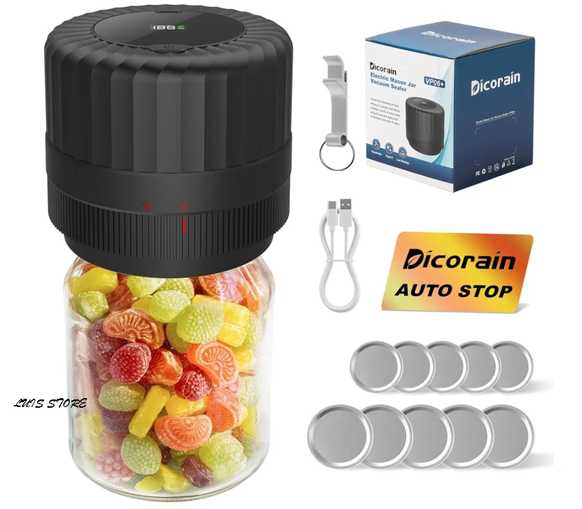 Electric Mason Jar Vacuum Sealer Kit VP06+ Wide & Regular Mouth w/ Lids & Opener
