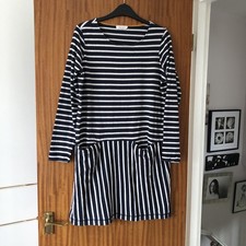 Thought Navy Striped Dress Ladies Cotton White Smartcasual Nautical Summer 14