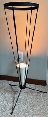 Vintage MCM Atomic Era Metal Ceramic Tripod Floor Lamp Mid Century Lighting 50s