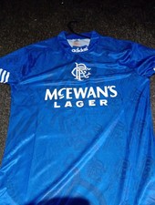 Men's 2XL 44 Chest. Vintage Reproduction Adidas Rangers Home Football Shirt 11
