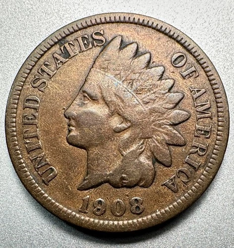 1908-S  INDIAN CENT  VG DETAILS   KEY DATE  #1523