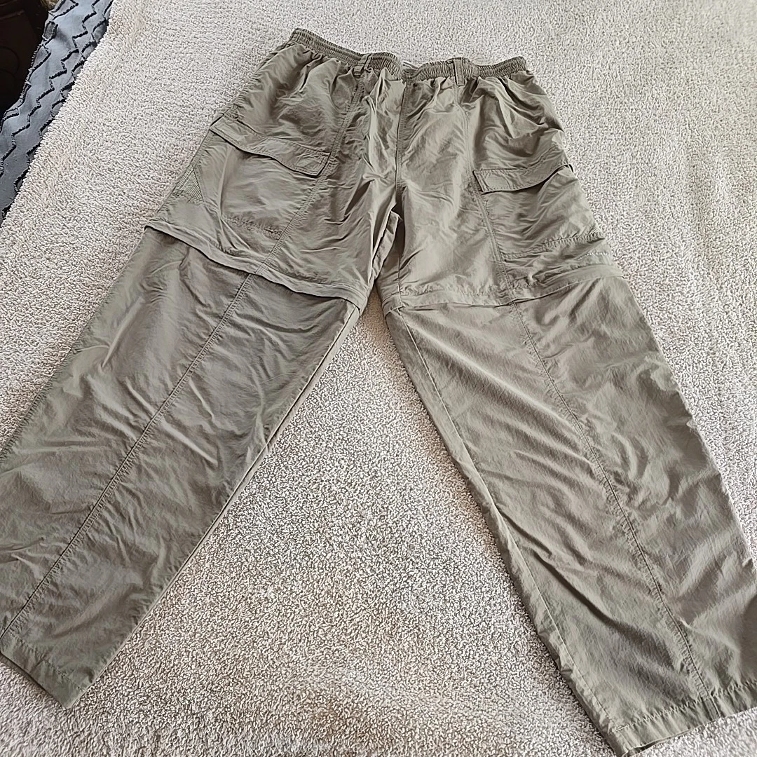 Columbia PFG Omni-Shade Convertible Cargo Pants / Shorts Size XXL Nylon Khaki