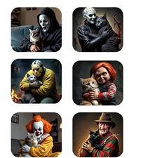 HORROR MOVIE CHARACTERS CUDDLING CATS MOUSE PAD MOUSEPAD 9" X 7"