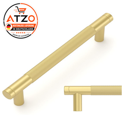 Amerdeco Schrankgriffe 10 Stück 128mm Lochabstand Mattes Gold Aluminium