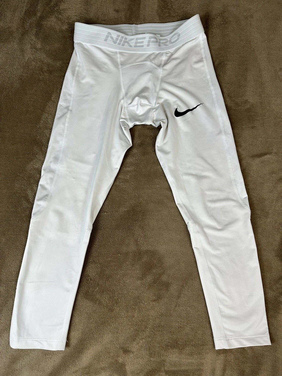 Men’s Nike Pro Dri-FIT Compression Tights Size Small White Athletic Training