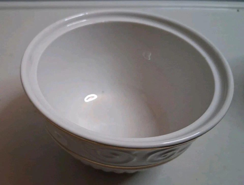 Gibson Crema y Azúcarero Diario Hojas de Frutas en Relieve Blanco Con Dorado... Foto 2 de 4