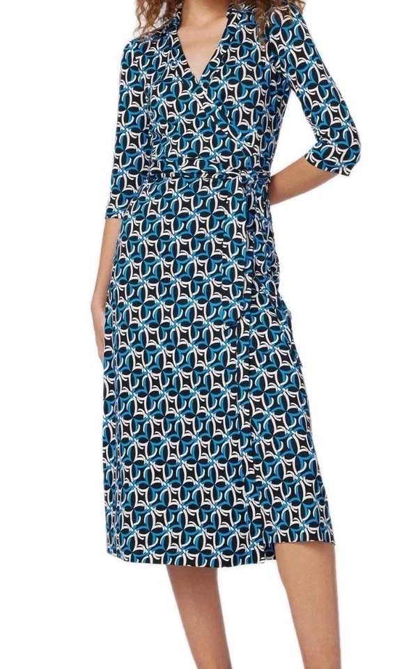 Vestido envolvente Diane Von Furstenberg DVF Abigail talla pequeña geométrico vibrante Foto 2 de 4