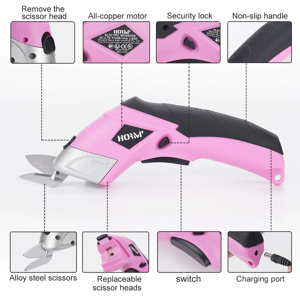 Tijeras eléctricas inalámbricas a pilas 2 hojas para tela cuero cartón Foto 3 de 4