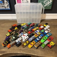 VTG Lot Of Diecast Hot wheels, Matchbox And Others 48 Cars With Case   