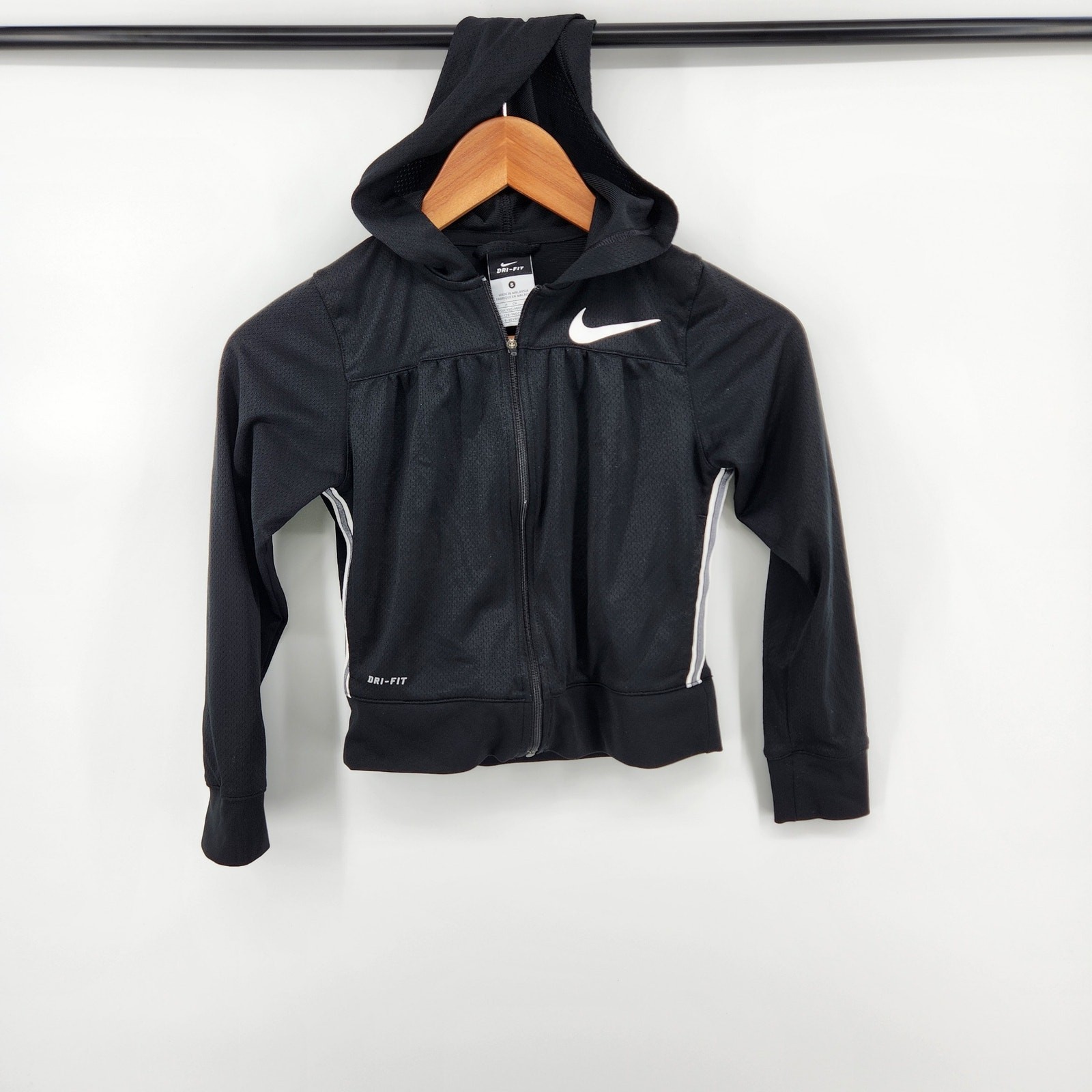 SACAI X NIKE Giacca sportiva Nike Dri Fit bambina taglia small nera full zip righe laterali