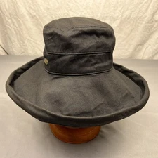 Panama Jack Wide Brim Sun Hat Womens OSFA Black Packable Beach Headwear