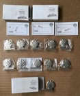 11 Party Silver Metal Shell Table Number, Greeting, Name Card Holders with Card — photo 1