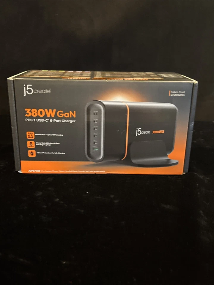 J5 Create 380 W GaN USB C Charger 6 Port USB C Hub PD 3.1 - Image 2 of 4