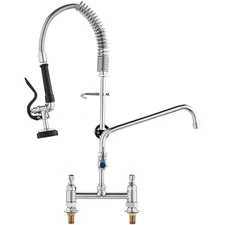 VEVOR Commercial Faucet with Pre-Rinse Sprayer 26" Height 8" Center 12" Swing Sp