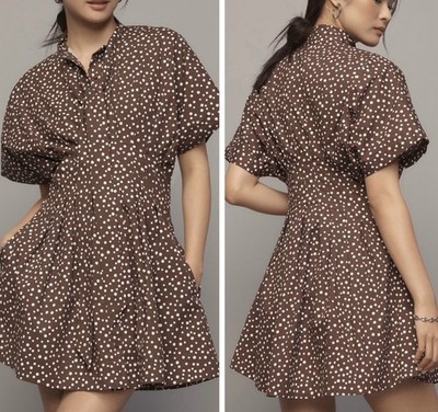the tobie shirt dress by exquise NWT Anthropologie Tie-Neck Exquise, Size S Elastane 2% The Tobie Shirt Dress by