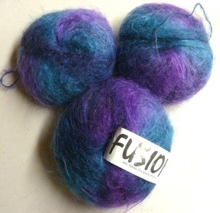 3 REYNOLDS FUSION MOHAIR WOOL BLEND YARN ITALY Color 75 Ocean Blues/Purple