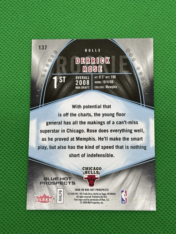 2008 Hot Prospects Derrick Rose Blue RC #137 Rookie Card - Image 4 of 4