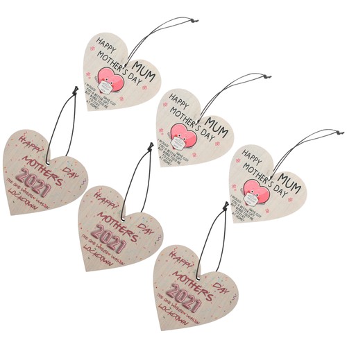 6 Pcs Mother's Day Wooden Hanging Ornament Heart Mothers Craft Festival - Picture 7 of 12
