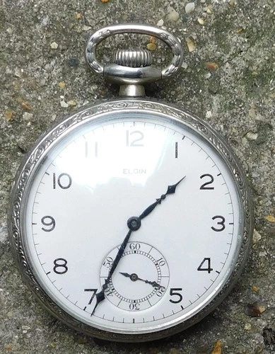 NO RESERVE 1925 Elgin Working Mechanical Pocket Watch Vintage Antique