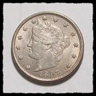 1897 LIBERTY HEAD NICKEL Still White w/ Luster Nice AU    #35D75 .900 SILVER