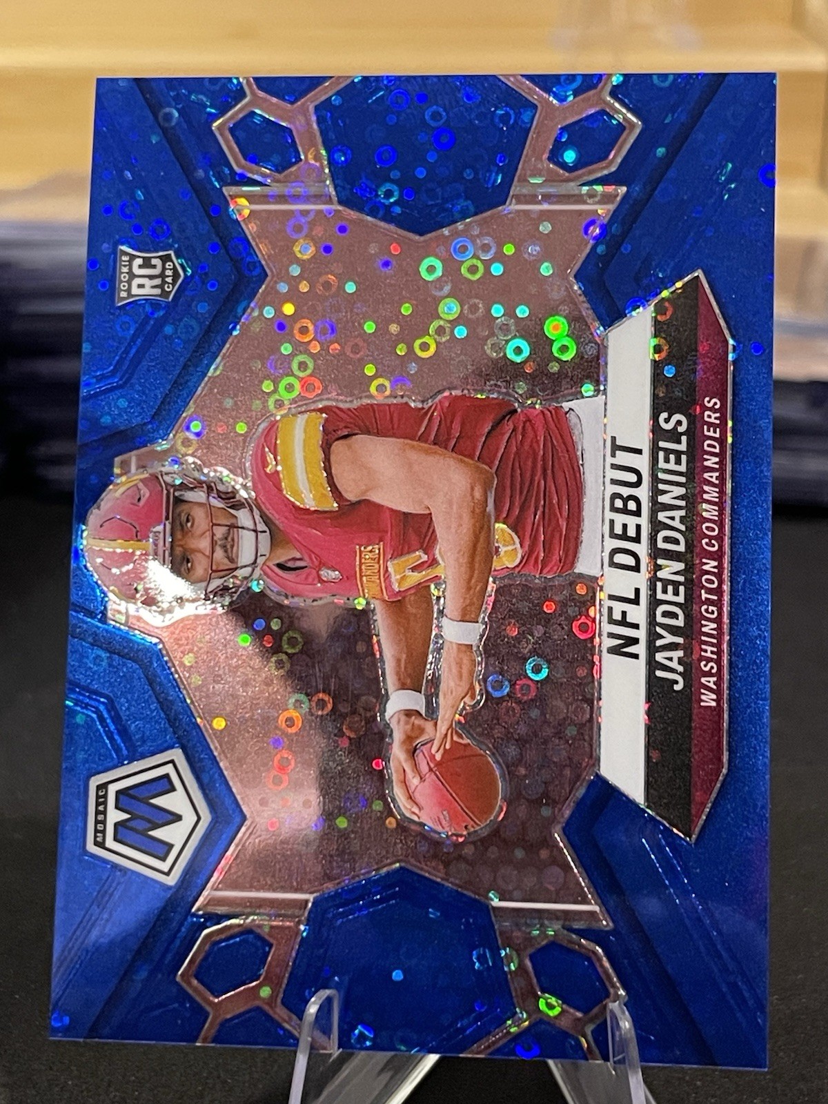 2024 Panini Mosaic NFL Debut Jayden Daniels #272 Blue No Huddle disco prizm /75