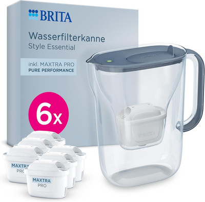 BRITA Wasserfilter Kanne Style Essential Steinblau (2,4L) Inkl. 6X BRITA MAXTRA 
