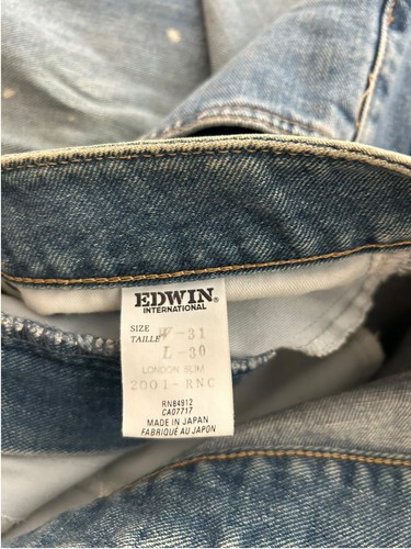 Pantalones de mezclilla Edwin de colección hechos en Japón para mujer talla 31x30 azul Londres ajustados pierna cónica - Imagen 9 de 22