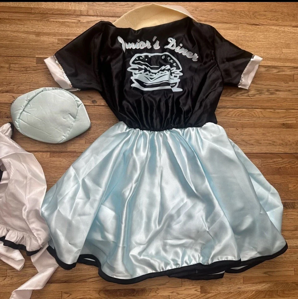 Vestido, delantal y gorra Rubies 50 s Favoritos Carhop niña talla mediana 8/10 Foto 3 de 3