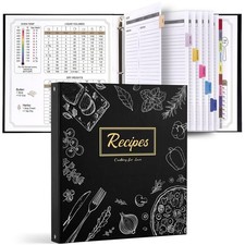 Recipe Binder with 50 Plastic Sleeves Waterproof Recipe Book to Write in Your...