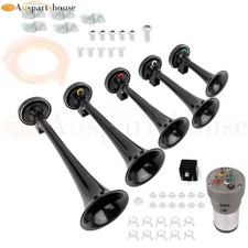 5 Trumpet Musical Car Air Horn Kit 130db 12v 24v Dc Left Right Front Rear 5 Trumpet Musical Car Air Horn Kit 130db 12v 24v Dc Left Right Front Rear