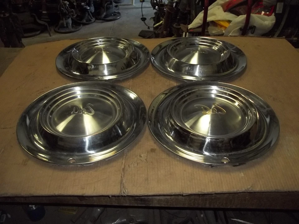 55 Desoto De Soto 1955 tapacubos llanta cubierta de rueda tapacubos 15" OEM USADO CONJUNTO 4 Foto 2 de 4
