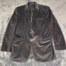 Chaps Gray Herringbone Sport Coat Men Measures 46L Polyester Business Casual