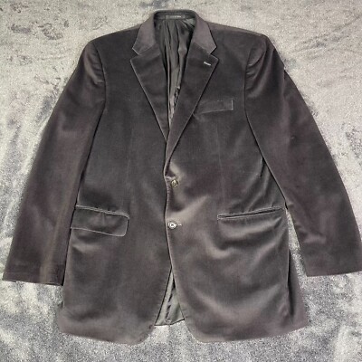 Chaps Gray Herringbone Sport Coat Men Measures 46L Polyester Business Casual