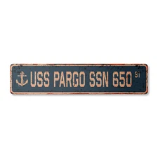 USS PARGO SSN 650 Vintage Street Sign us navy ship veteran sailor rustic gift