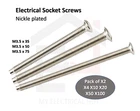 M3.5 Raised Head Countersunk Electrical Plug Socket Screws Nickle Plated