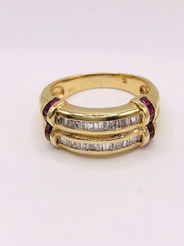 18k Yellow Gold Natural Diamond And Ruby Ring W/appraisal - Picture 4 of 9