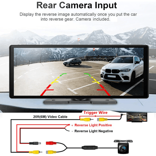 10.26" 4K Car Camera Wireless Apple CarPlay Android Auto FM Touch Screen Radio - Picture 7 of 9