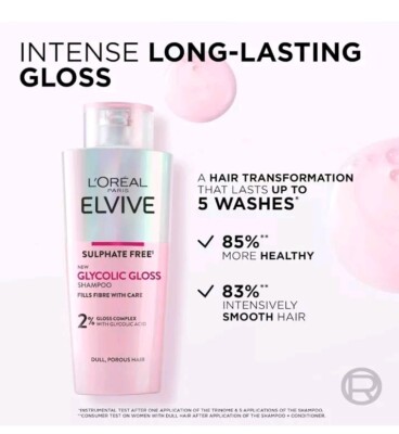 L'Oreal Paris Elvive Glycolic Gloss Shampoo, Glanzkomplex & Glycolsäure 200 