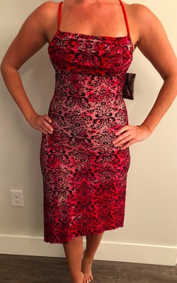 red glitter midi dress