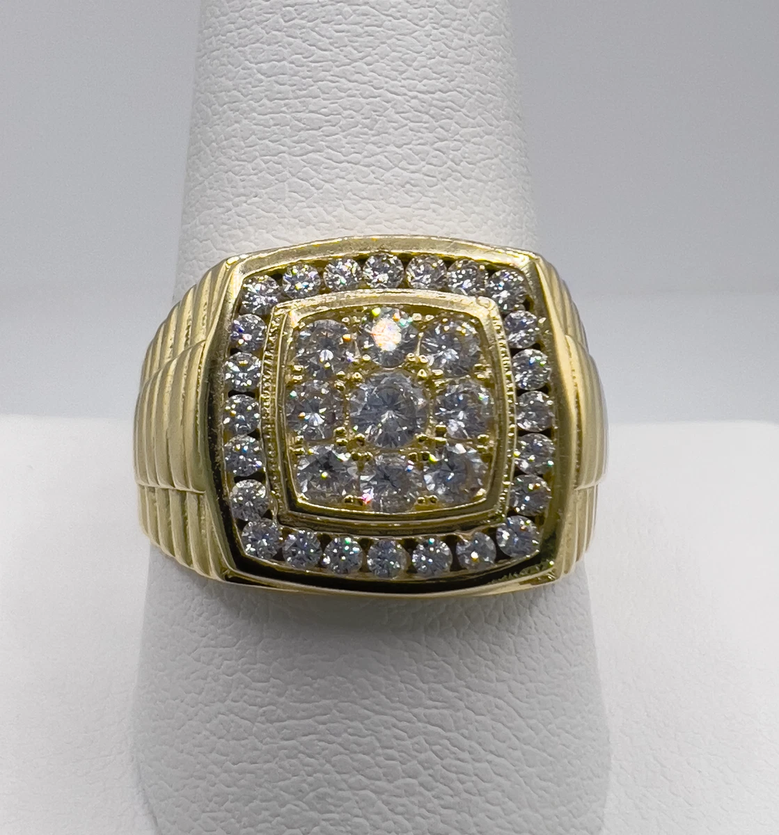 Cubic Zirconia Yellow Gold 10k Rings for Men for sale | eBay