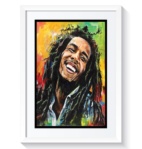 Arte de pared abstracto retro música pop reggae impresión cuadro enmarcado Bob Marley A3 A4 - Imagen 23 de 27