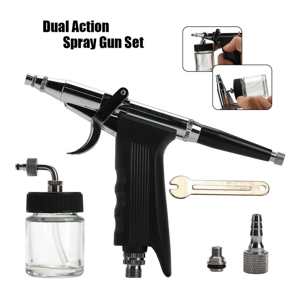 Mini Airbrush Compressor Kit Dual Action Spray Gun for Art Tattoo Nail Painting - Image 3 of 4